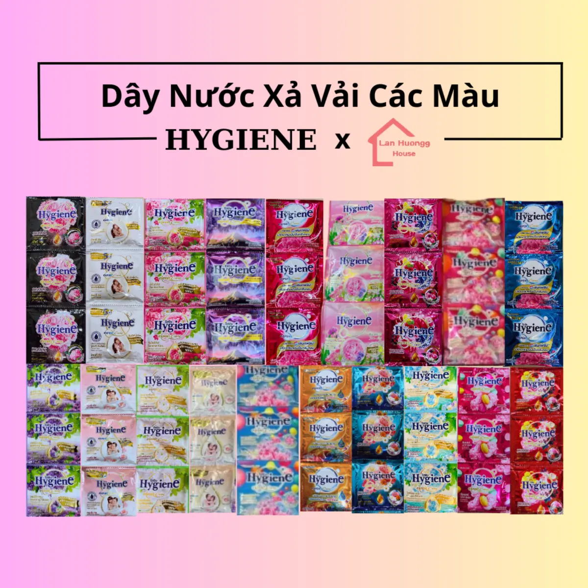 (SX tại VN) Combo 10 Dây Nước Xả Vải Hygiene 120 Gói (20ml/gói) Làm Sạch