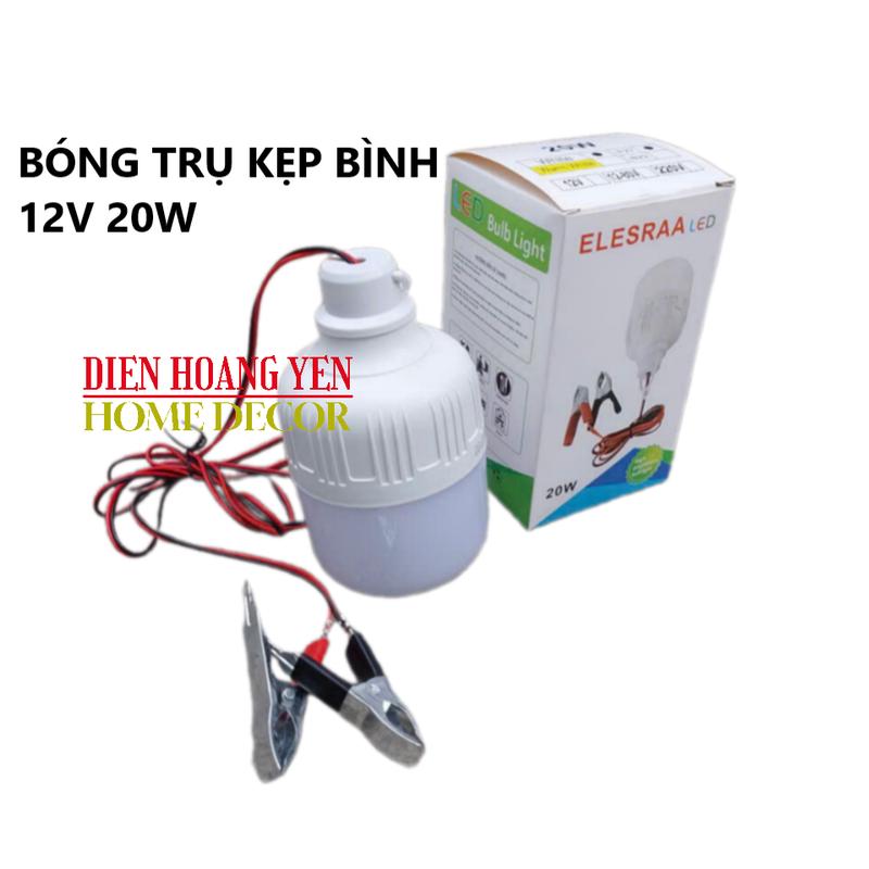 Bóng đèn led 12v kẹp bình ắc quy 20w dây điện dài 1met có 2 kẹp