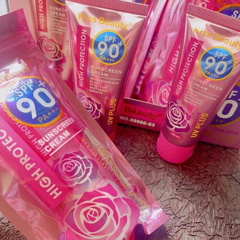 Product Introduction of Kiss Beauty Skin Care Facial Sunscreen Cream SPF 90+ Sunblock Lotion 60ml 25