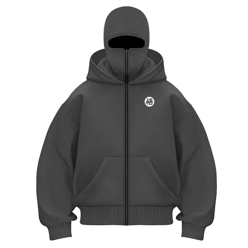 Ninja Mask Long Sleeved Hoodie Men Autumn Streetwear Large Open-forked Hip Hop Mens Sweatshirts Tops Gym Hooded Hombre Menswear Lingerie