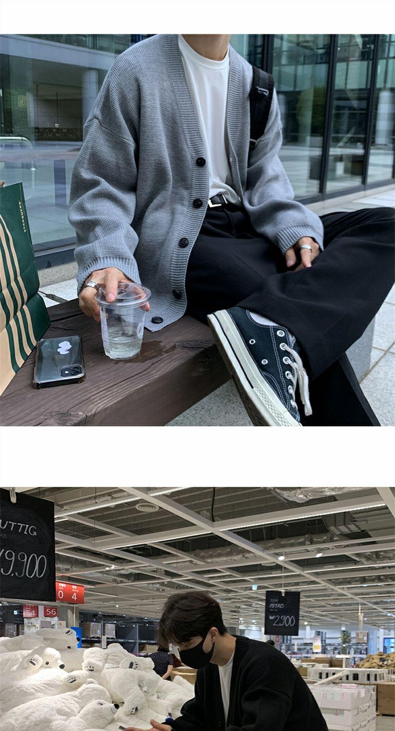 Product Introduction of Áo Len Mùa Thu Và Mùa Đông Mới Cho Nam, Áo Cardigan Phong Cách Hàn Quốc, Áo Khoác Thường Ngày, Dáng Rộng, Hợp Thời Trang, Màu Trơn 9