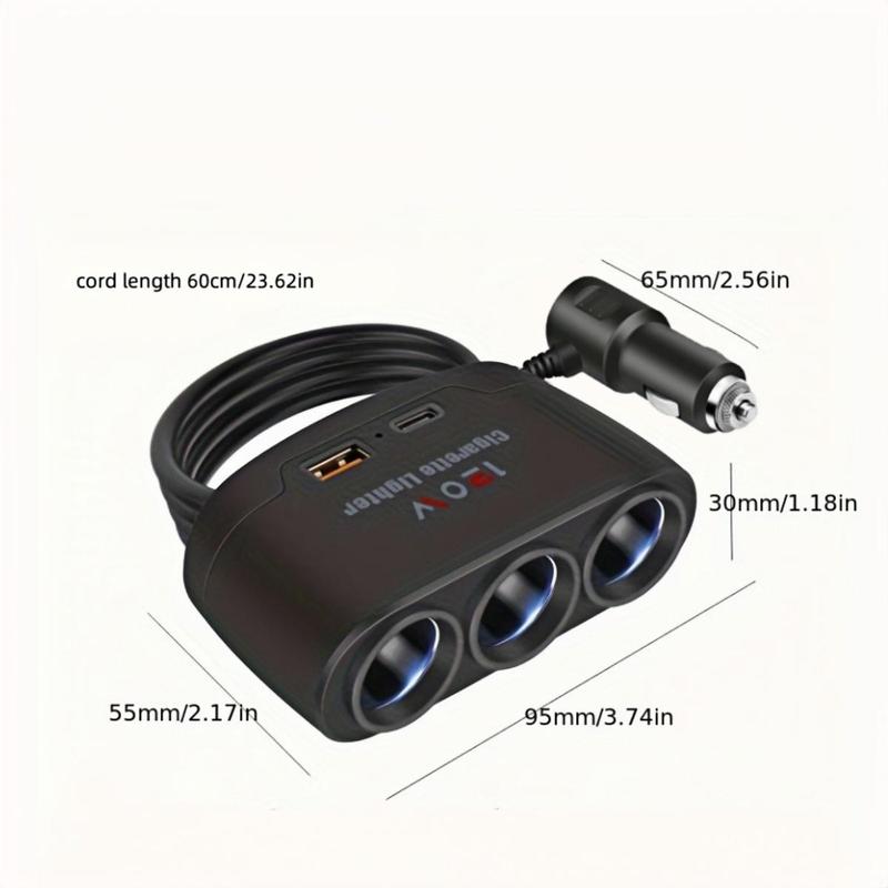 Product Introduction of 120W 3 in 1 Car Charger, Multifunctional Car Cigarette Lighter Plug Charger, Car Charger Adapter for iPhone & Android 1