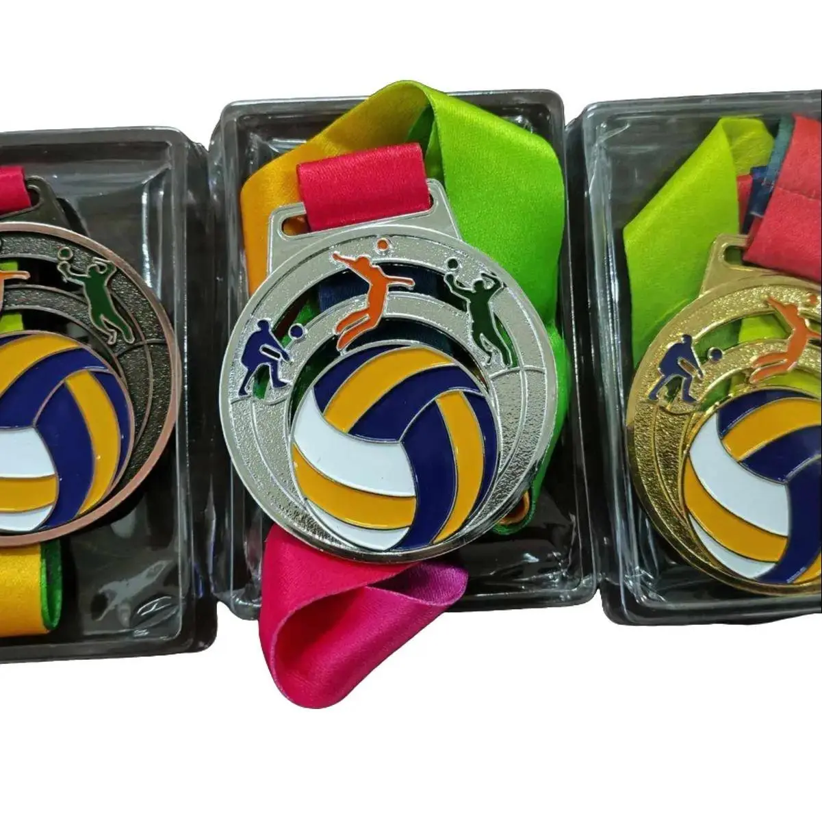 Volleyball Medals BALL DESIGN Gold silver bronze medallion 6.5cm diameter