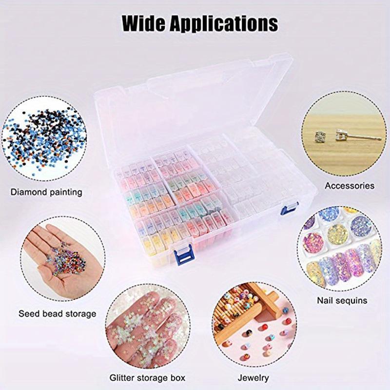 124 Compartment Diamond Art Painting Accessories Storage Container, 2 Counts DIY Craft Tools Jewelry Bead Storage Box, Art Supplies Gifts 2