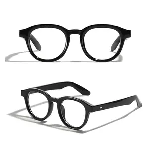 Kacamata Pelajar Anti Cahaya Biru Bingkai Bulat Anti UV Unisex Retro Vintage Kacamata Optik dari JUNKSAILA Blue Frame