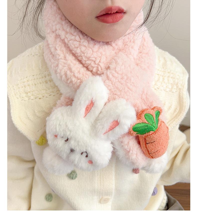 Product Introduction of Children's Scarf Autumn and Winter Baby Girl Cute Cartoon Rabbit Plush Scarf Korean Style Thickened Warm Neck Warmer Parent-Child 6