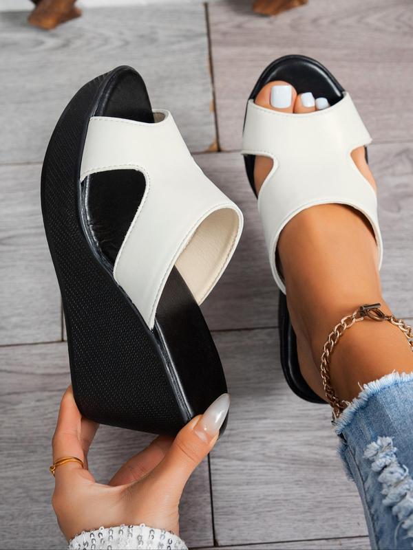 Women's Fashionable Solid Color Wedge Sandals, Casual Comfortable Platform Sandals for Summer, Female All-match Round Toe Sandals for Daily Wear, Walking Shoes 4