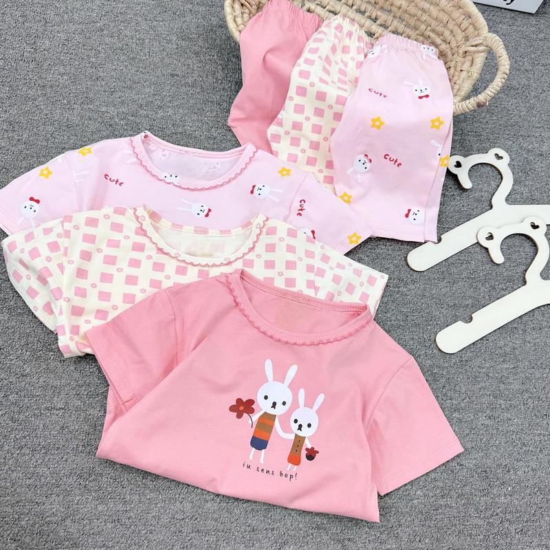 bộ quần áo ngắn tay vải thun cotton cho bé gái 7