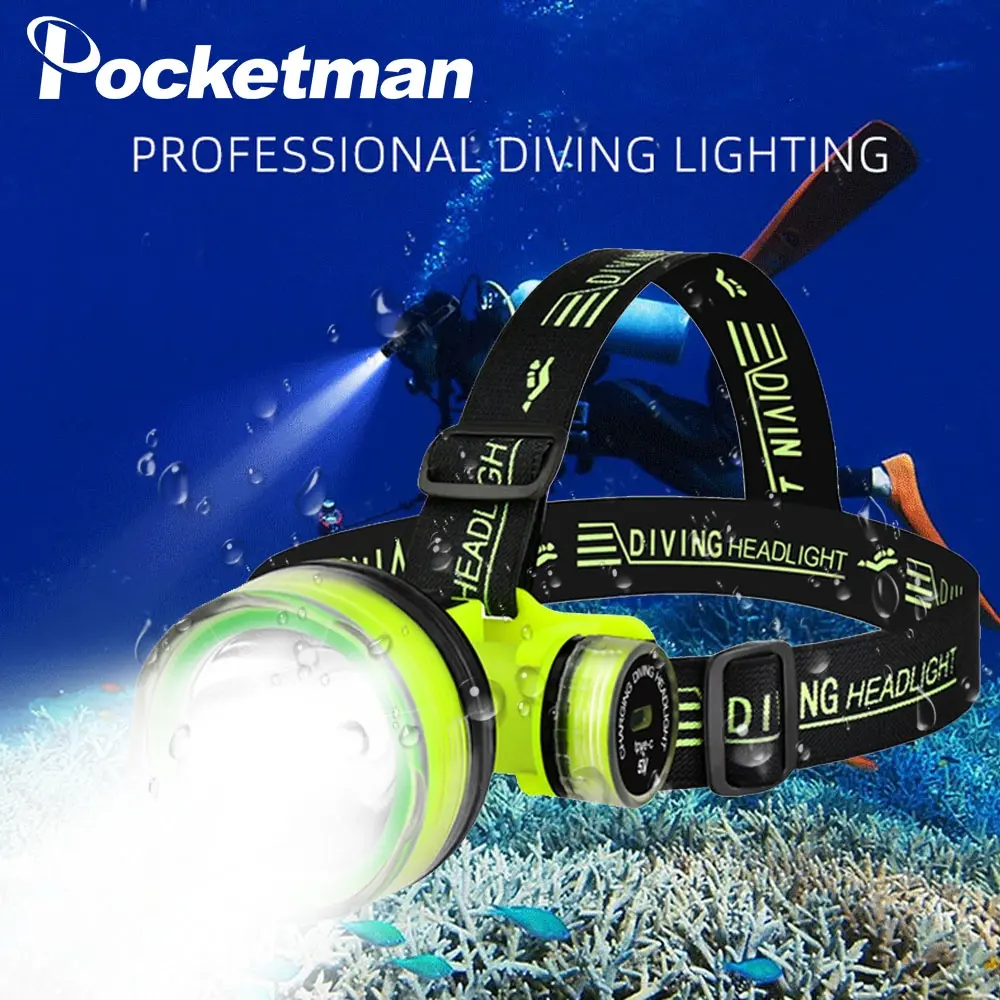 New led Long Battery Life Diving Strong  Headlight Super Bright Waterproof Long-Range Deep Diving Fishing Fishing Headlight bicycle light