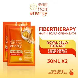PAKET ISI 2- Makarizo Hair Energy Fibertherapy Hair & Scalp Creambath Royal Jelly 30 gr / Vitamin / Haircare