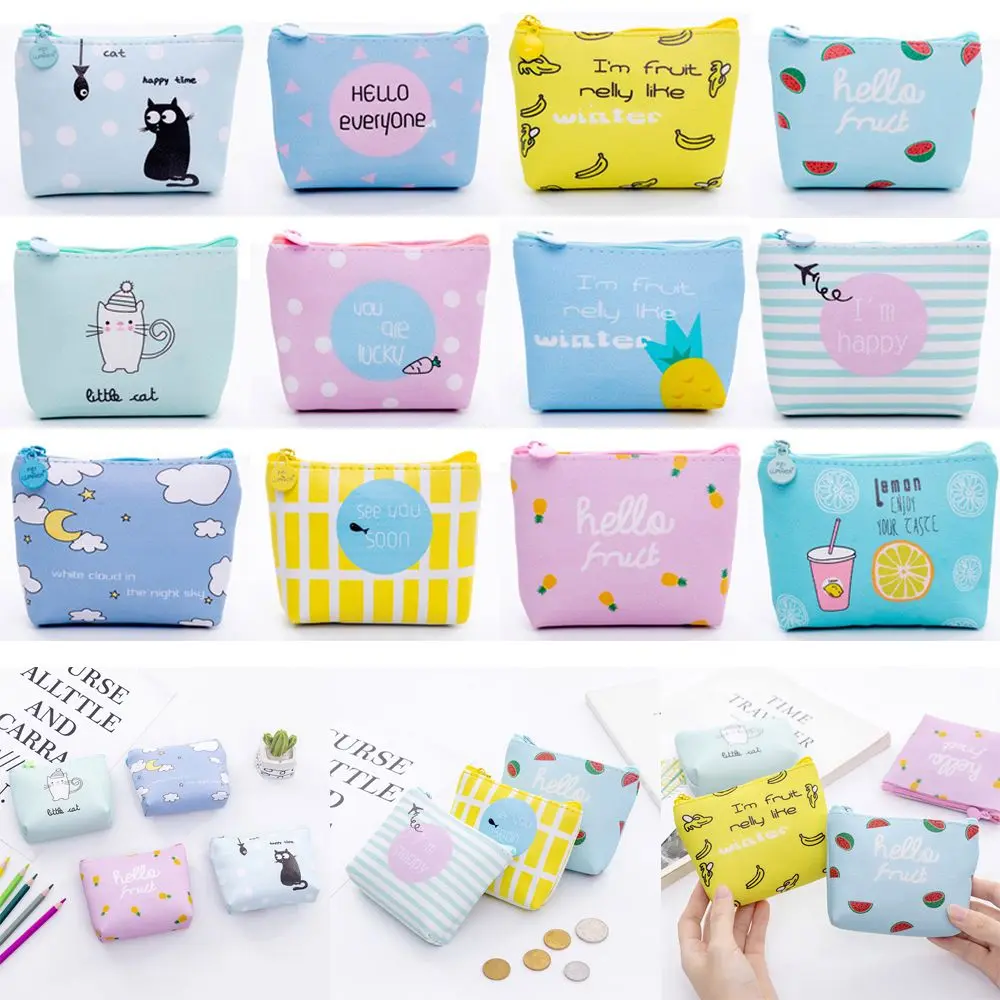 ecret 1Pcs Cute PU Credit Card Holder Makeup Organizer Cosmetic Bag Wallet Pouch Card Holder Coin Purse Storage Bag