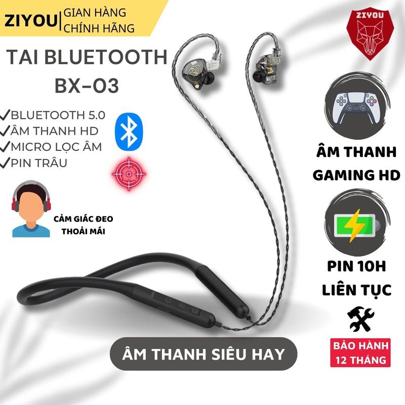 Tai Nghe Bluetooth Treo Cổ Chơi Game Thể Thao Ziyou BX-03 Pin Nghe 10H Có Mic Chuyên Nghiệp Dành Cho ĐT, Laptop, Ipad