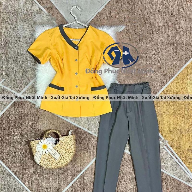  Đồng Phục Massage  Đồng Phục Nail Spa Cho  Nữ Women Vải Cotton Lạnh loại 1 . Hàng kỹ may chắc chắn cẩn thận Top   Áo+ quân   dongphuc 