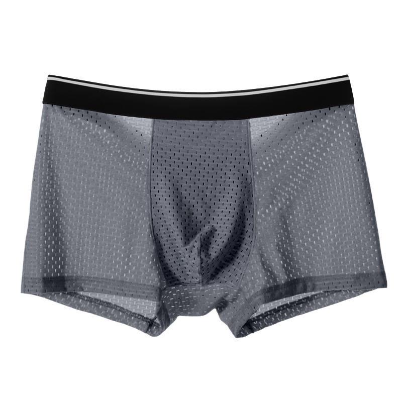 Quần Đùi Boxer, 4 Chiếc Trong 1, Đồ Lót Lưới, Dành Cho Nam Giới, Làm Bằng Lụa Lạnh Và Thoáng Khí, Thích Hợp Mặc Bên Trong 5