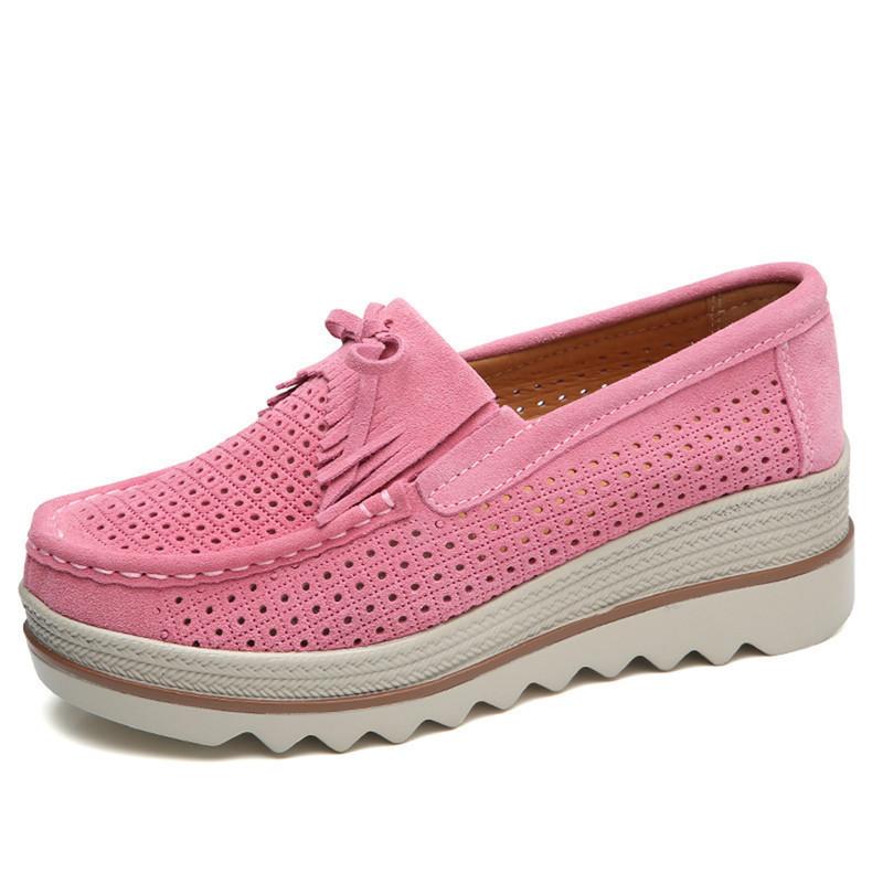 Product Introduction of Women Shoes New Spring Platform Flats Sneakers Women Suede Leather Women Casual Shoes Slip On Flats Heels Creepers Moccasins 8