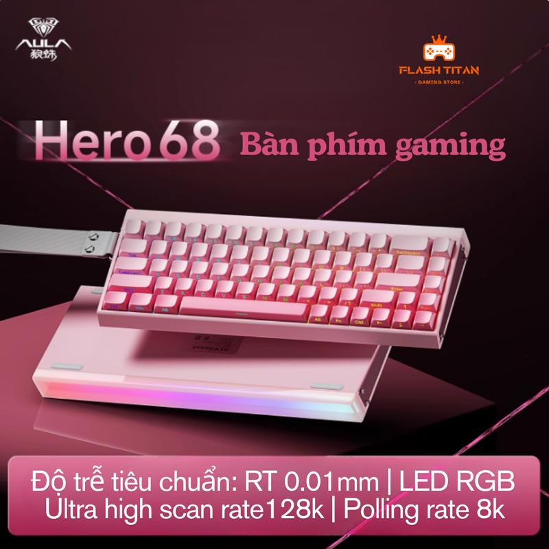 Bàn Phím Cơ Gaming Aula Hero 68 - Rapid Trigger - Switch Nam Châm 8k Polling Rate - RT 0.01mm
