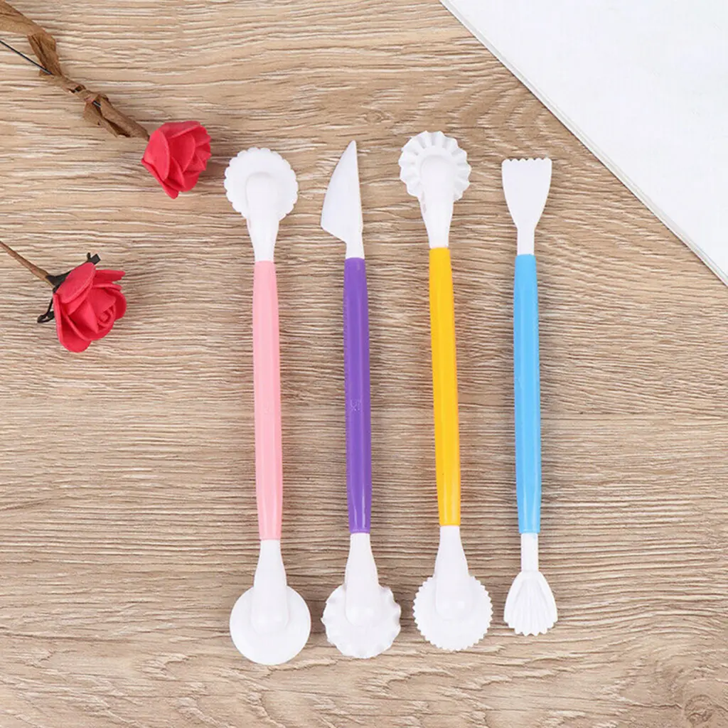[QL】 4Pcs Cutting Pen Set Cute Cake Cutting Pen Durable Adorable Dough Cutter Set Vivid Color Practical Adorable Dough Cutter Set for Bakeware Vivid Color