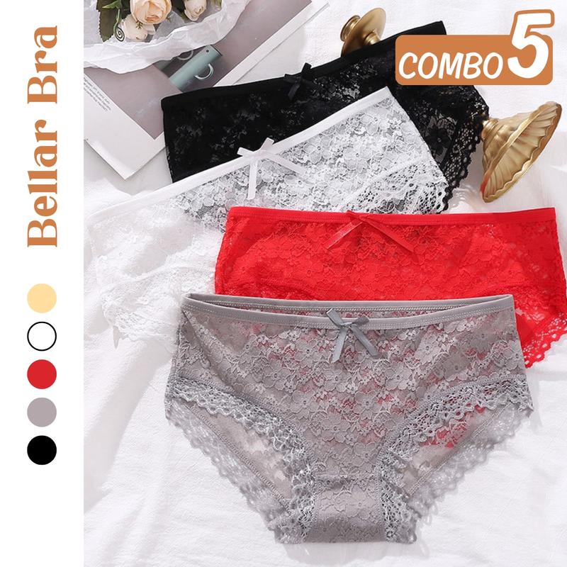  Quần Lót Nữ Ren Hoa Bellar Bra - Quần lót ren Gợi Cảm Mát Mẻ Đính Nơ Xinh Quần Chip May Đáy 2 Lớp Kháng Khuẩn Women Tua Rua BBL104 