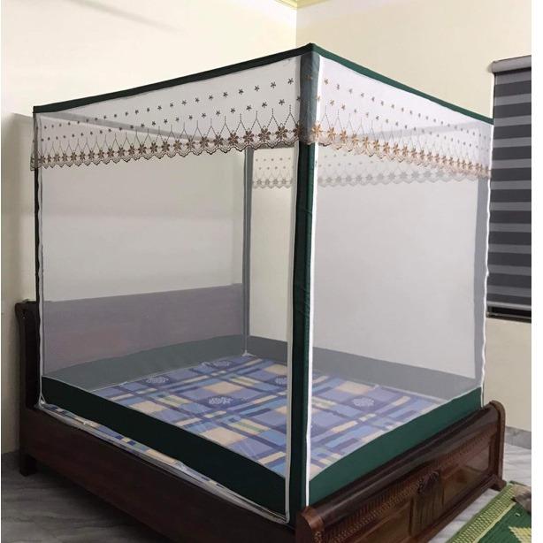 Màn mùng khung không khoan tường Kiều Phi - màn khung vuông inox 1m4, 1m6, 1m8, 2m2 xếp gọn cao cấp 2023