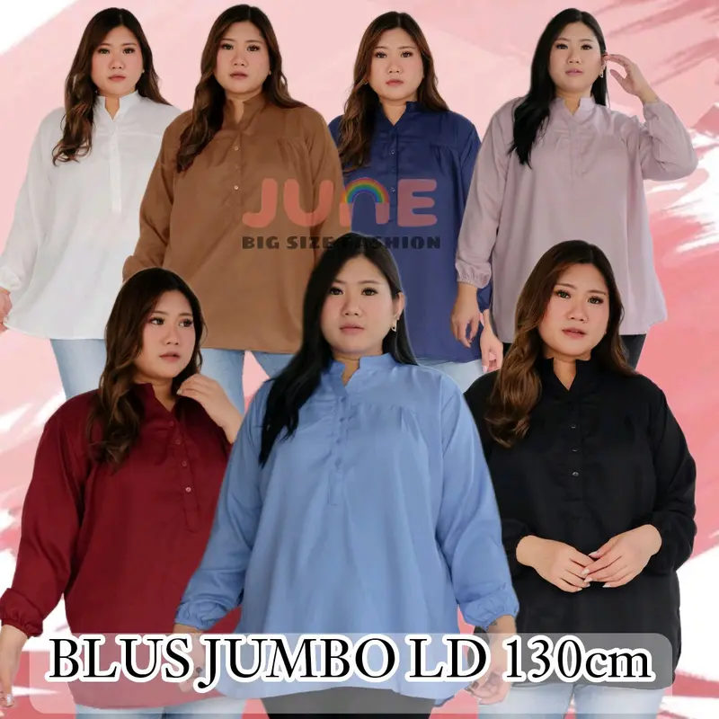 JUNE -  ATASAN JUMBO WANITA LD 130 / BAJU JUMBO WANITA / BAJU KERJA JUMBO WANITA 4XL / ATASAN BIG SIZE WANITA / BAJU JUMBO WANITA SIZE XXXXL / BAJU WANITA UKURAN BESAR MUAT HINGGA BB 100 + 7