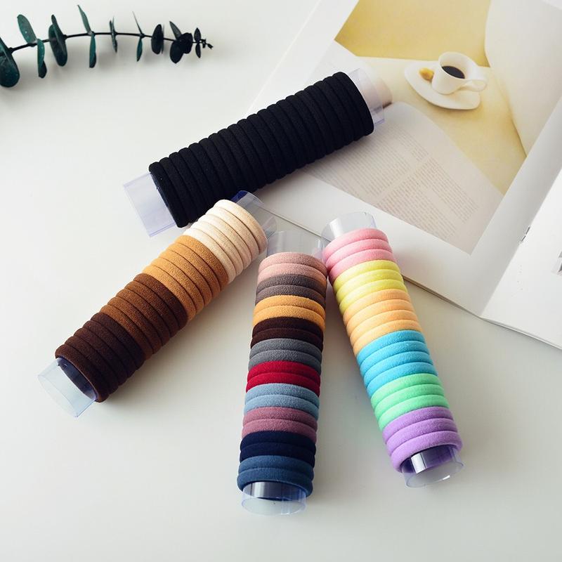 Combo 20 dây thun vải cột tóc kèm ống nhựa hot màu trơn giá rẻ KAKA247