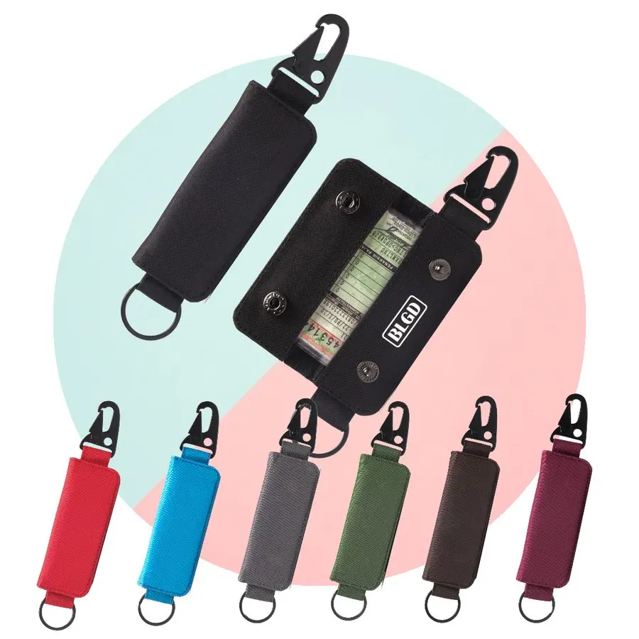 Dompet STNK gantungan kunci mobil motor slim carabiner model ring bawah kain polos