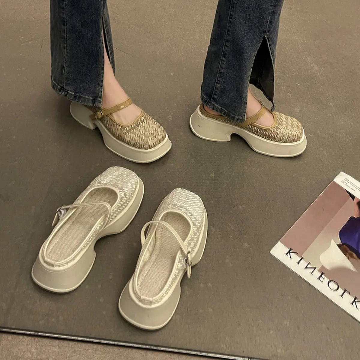 SD-090 [Sepatu DNY] Sepatu Sandal Wanita Kasual Simple Sepatu Sendal Cewek Korea Tali Slip On Shoes