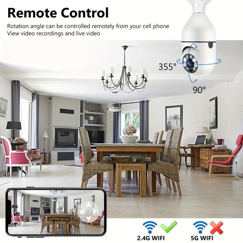 Product Introduction of 5G/2.4G WiFi Light Bulb Design Security Camera, E27 Base 360 Degree Rotatable Wireless Home Monitoring Camera with Human Body Motion-Detection & Alarm, Security Camera for Home 4