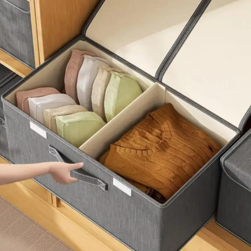 Foldable Clothes Storage Box, 1 Count Clothes Storage Organizer with Handle, Clothes Organizer for Bedroom, Dormitory, Wardrobe 6