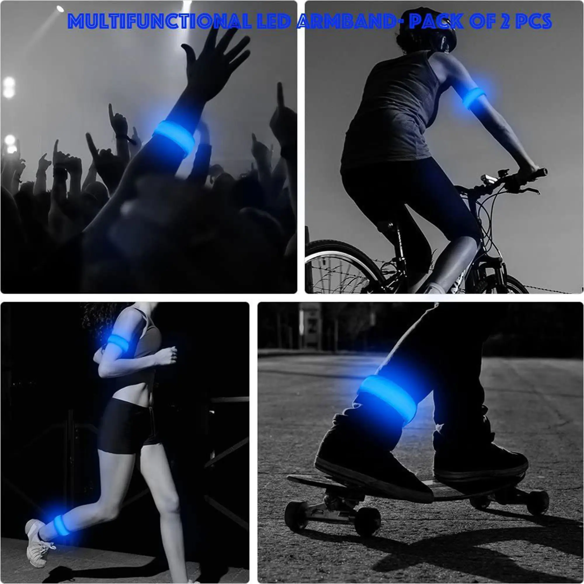 LED Armband, Adults Adjustable Luminous Armlet Bracelet with Safety Light for Running Cycling Skating,Camping,Hiking,Running,Training,Suitable for many Occasions,Kids,Children,Adult,Safety