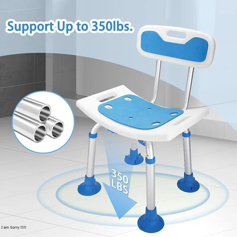 Aluminum Alloy Shower Chair, Adjustable Height Shower Stool with Backrest, Bathroom Safety Bar for Elderly & Disabled 5
