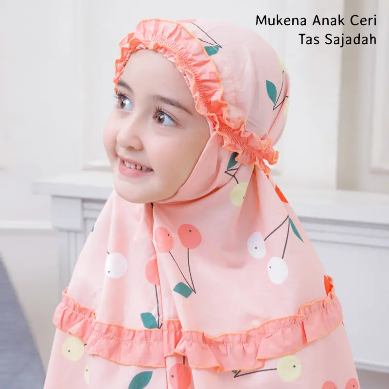 Mukena Anak Tas Sajadah Motif  Ceri 5