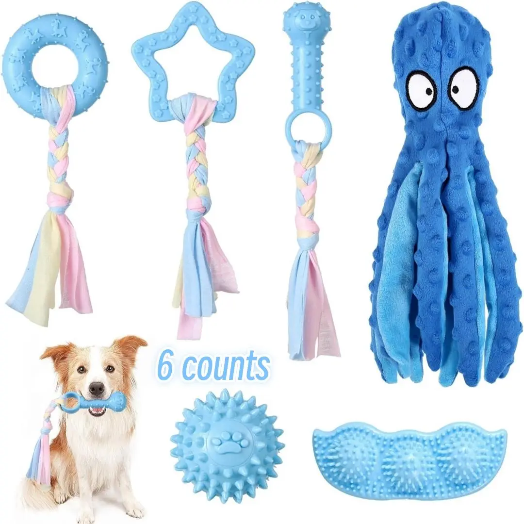 Dog Teething Toy Set, 6 Counts/set Dog Chewing Toy, Pet Teething Toy, Interactive Dog Toys, Pet Supplies