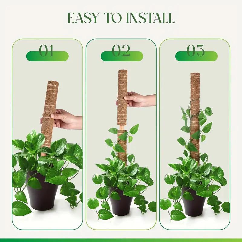 Coconut Shell Moss Rods, Plant Support Extension for Climbing Indoor Creeper, Garden Supplies for Home Garden, Home Supplies 3