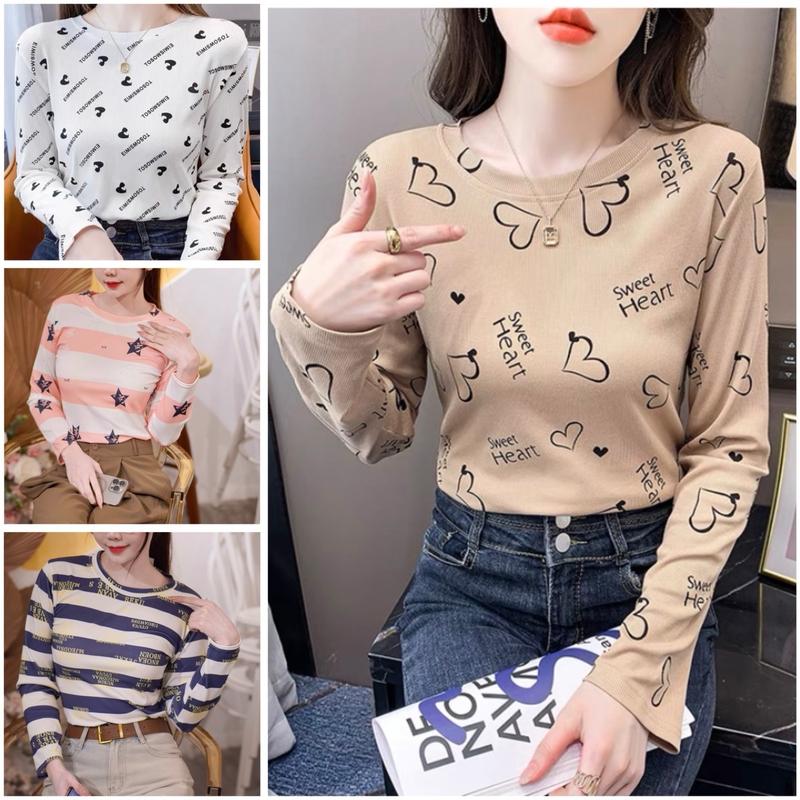 Combo 5,4,3,2,1 Áo dài tay nữ (vải tăm tàu) cao cấp,in nhiệt 5 D,co dãn 4 chiều thoáng mát thấm hút mồ hôi tốt,mềm mại Women Top 1