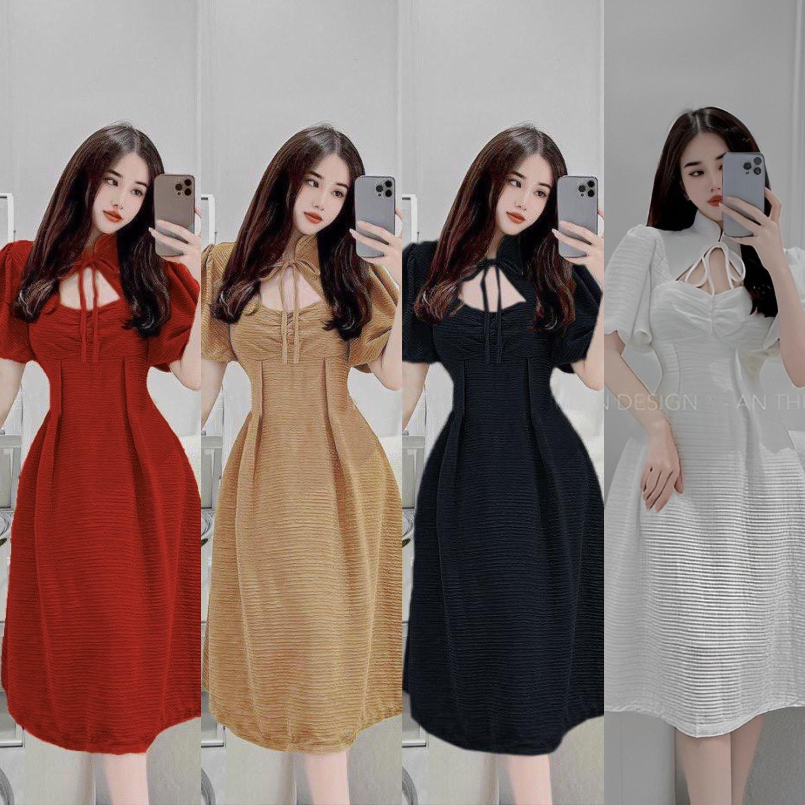 Váy  Dự Tiệc Thanh Lịch Vải Xốp Nhật Bigsize 50-100kg Nữ Đầm Dress Voan Đen Women - B.1241