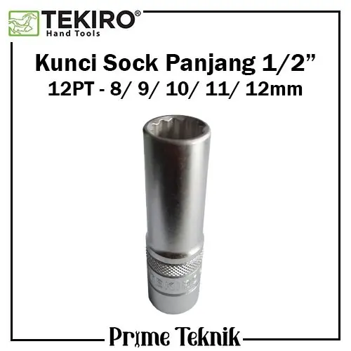 Kunci Sock Panjang 1/2" 12PT 8 9 10 11 12 mm TEKIRO Deep Wall Sok Panjang 0