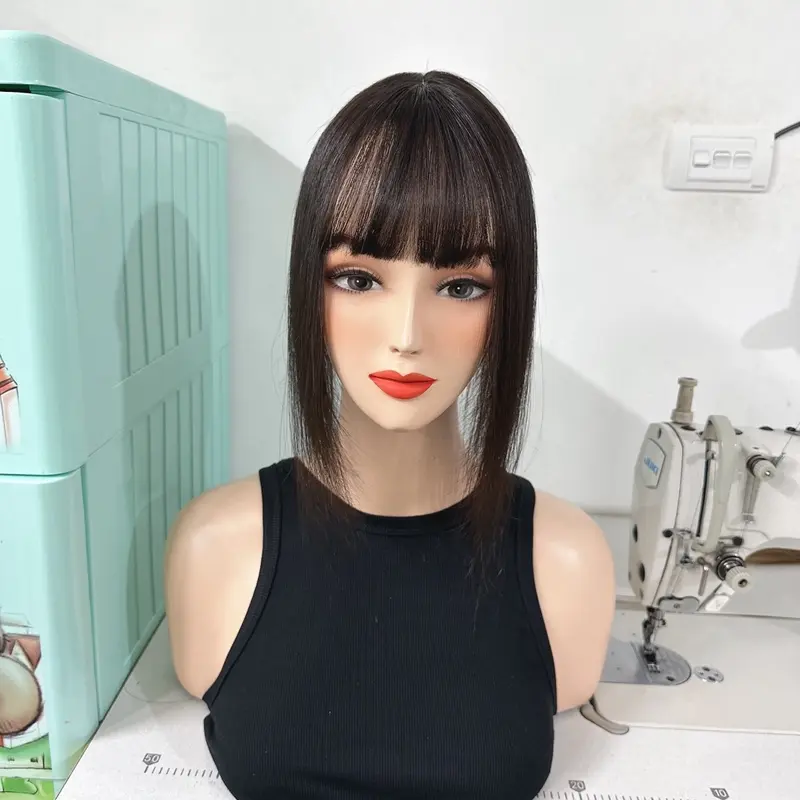 Tóc mái phủ đỉnh che hói 4D làm bằng tóc thật 100% 0
