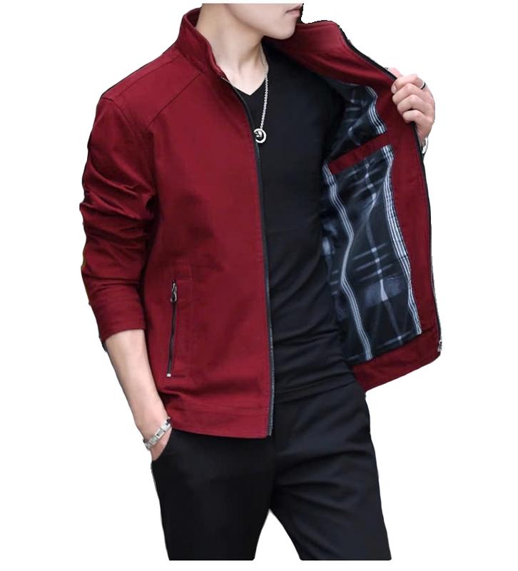 Áo khoác kaki nam chống nắng  lót dù kẻ sọc 4 màu cao cấp- Kaki05 Menswear Jean Jacket Nón Kem Đỏ Đô Dài Tay