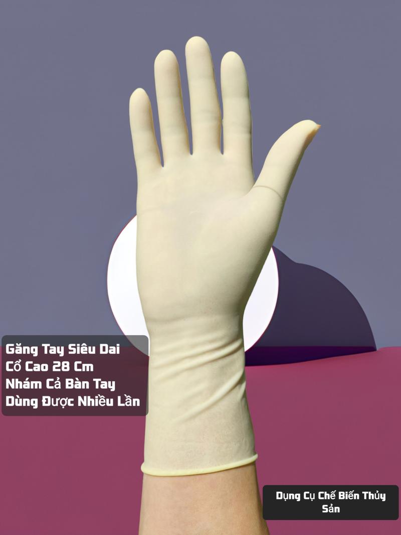Product Introduction of [ Sét 10 Đôi ] Găng Tay Cổ Cao Siêu Dai, Bao Tay Xanh Dày Cổ Dài Dùng Được Nhiều Lần, Găng Tay Chế Biến Thủy Sản. cao su non  vệ sinh PVC Phòng vệ sinh Jacquard Knits Desk bao tay 13