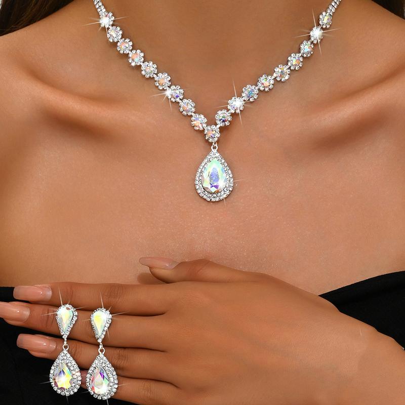 Bộ Bông Tai Vòng Cổ 2 Món, Dành Cho Nữ, Không Gây Dị Ứng, Bông Tai Và Vòng Cổ Rực Rỡ, Thích Hợp Làm Quà Kỷ Niệm Hoặc Quà Tặng Ngày Của Mẹ 7