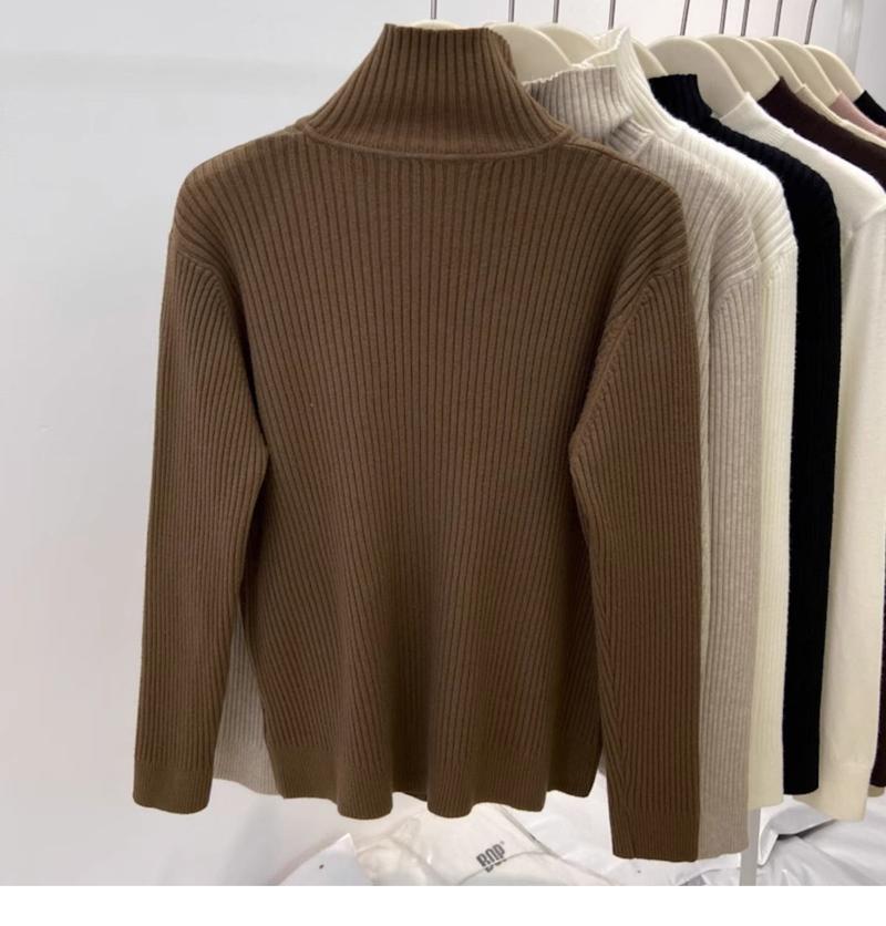Product Introduction of 200 Wearable plus Size Polo Top Women's Autumn and Winter Half-High Collar Half-Open Zipper Sweater Loose Slimming Sweater Fashion 10