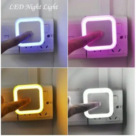 Lampu Tidur Kamar LED Otomatis Sensor Cahaya Colok Listrik Dinding Persegi Plastik Dekorasi Ruangan Night Lamp HM005 - XOBOX 5