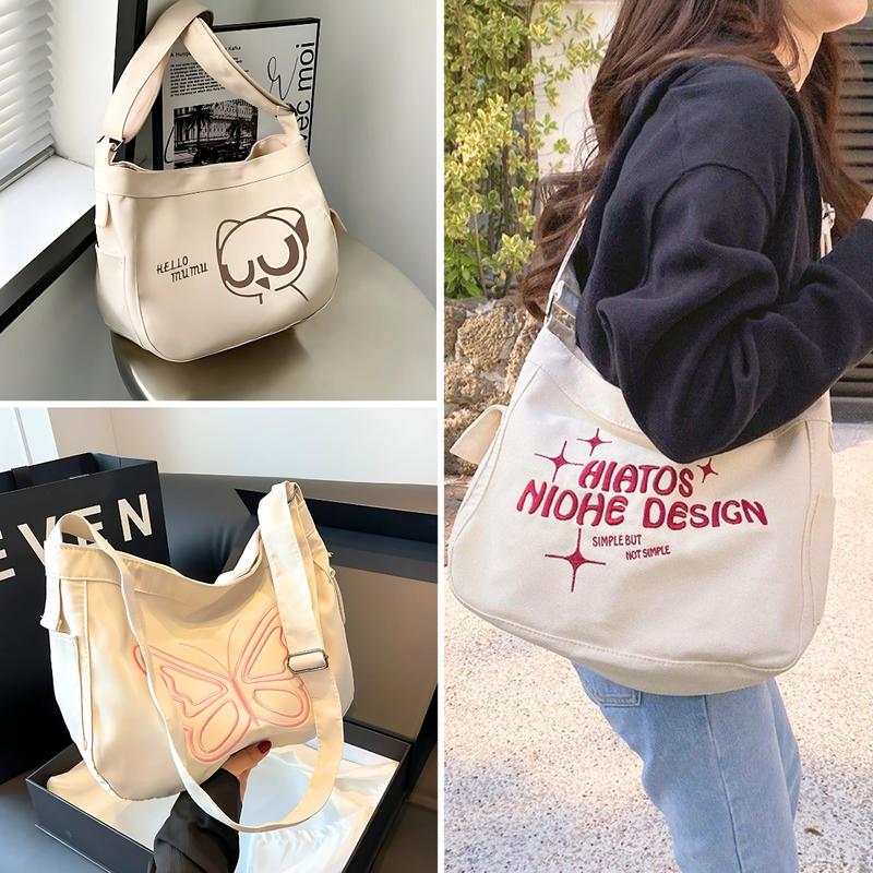 Túi tote đeo chéo đeo vai nam nữ vải canvas giá rẻ đi học chơi unisex phong cách ullzang đựng sách vở laptop ipad quần áo đi chơi đi du lịch Bag - Hàn Quốc HAT69
