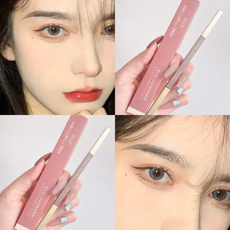 [2-Pack] Dual-Head Eyebrow Pencil Waterproof Smudge-Proof Genuine Sweat-Resistant Long-Lasting Pigment Makeup
