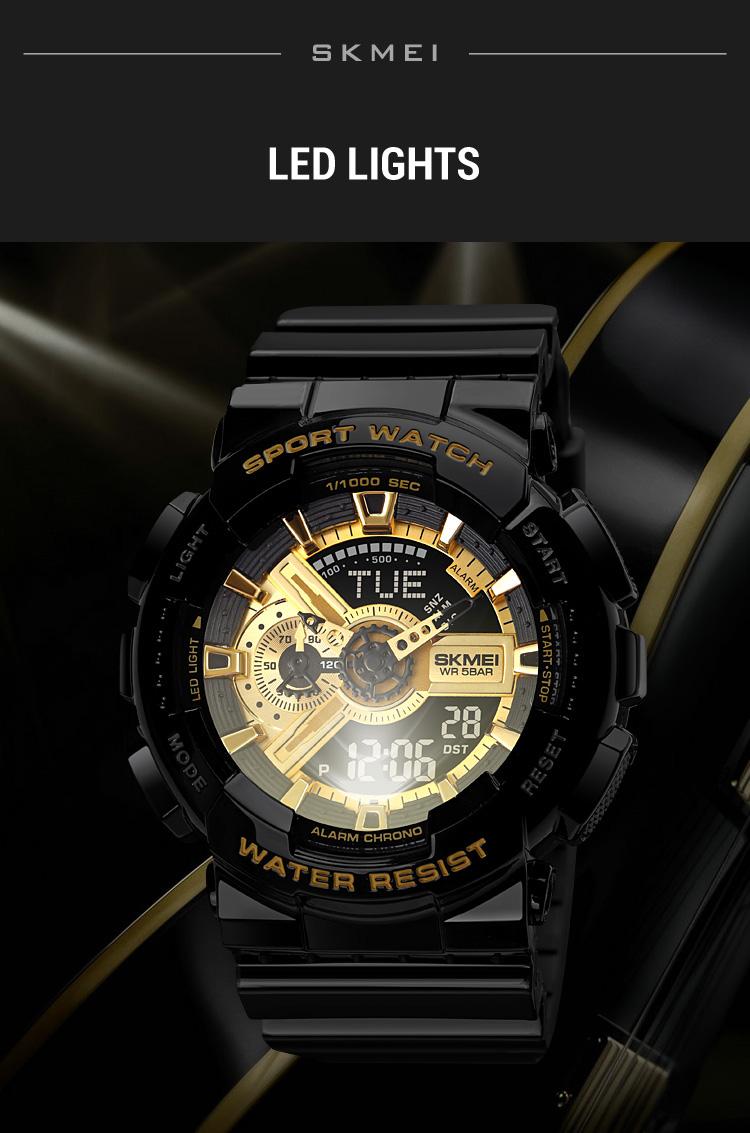 Product Introduction of SKMEI Men Sport Watch Fashion LED PU Waterproof Long Use Digital Watch Elegant Texture Alarm Clock Timing Wrist Watch for Women Man 34 5