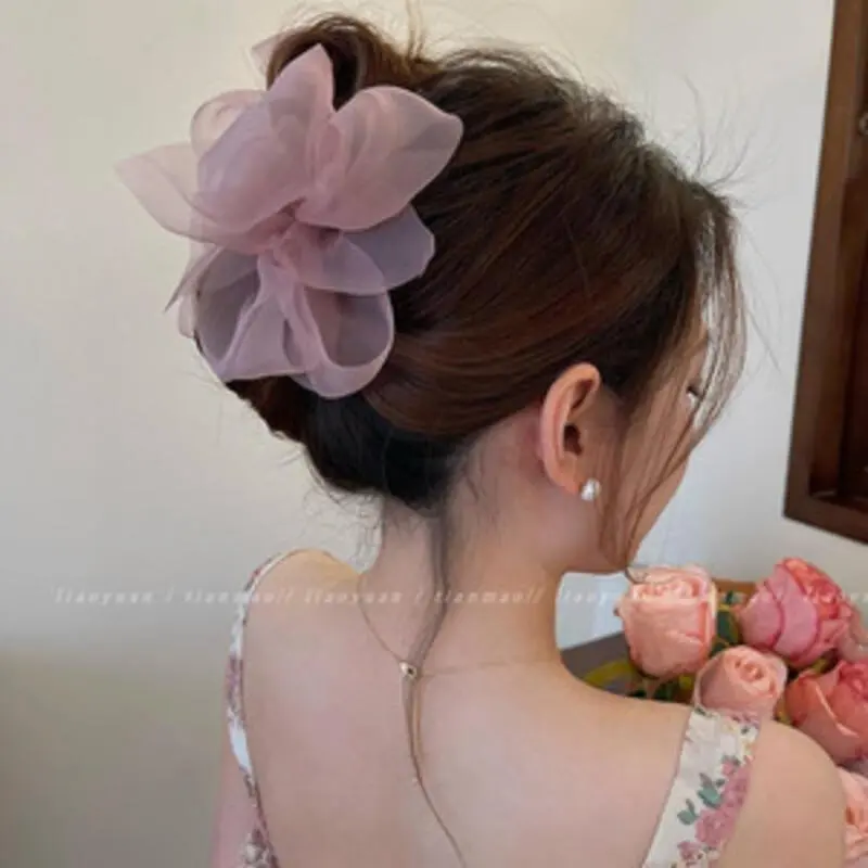Kẹp Tóc Cá Mập Lớn, Mùa Hè Voan Nơ er Bất Tử Lưới Lưng Kẹp, Phiên Bản Mới 2023