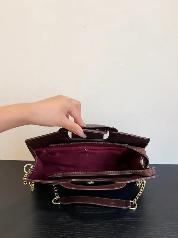 Women's Fashionable Crocodile Embossed Handbag, Casual PU Leather Shoulder Bag for Daily Used, Trendy All-match Commuter Bag 6