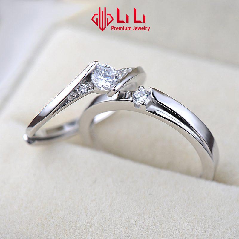  Nhẫn bạc cặp đôi LiLi S925 đính đá CZ cao cấp Eirlys LILI_659937 
