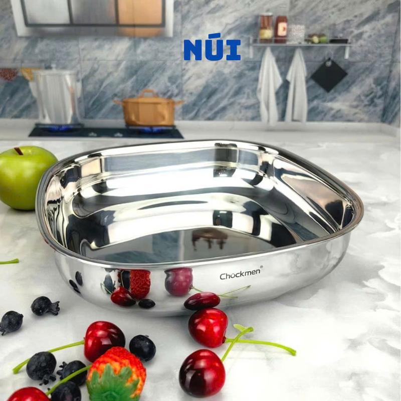 Khay Vuông Kiêm Chảo Chockmen Size 24cm CKM164, Inox Cao Cấp 18/10 - Dùng bếp từ